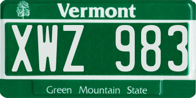 VT license plate XWZ983