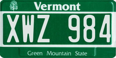 VT license plate XWZ984