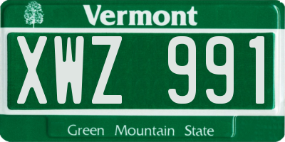 VT license plate XWZ991