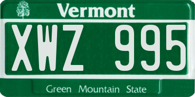 VT license plate XWZ995