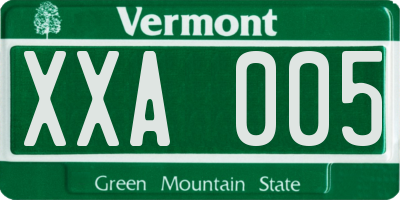 VT license plate XXA005