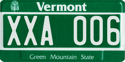 VT license plate XXA006