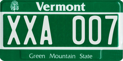 VT license plate XXA007
