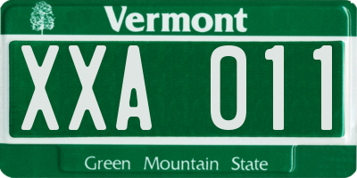 VT license plate XXA011