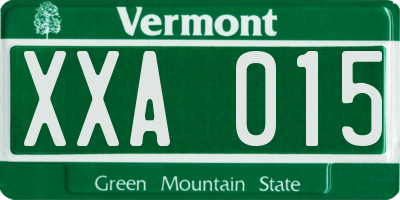 VT license plate XXA015