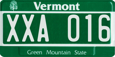 VT license plate XXA016