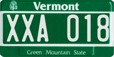 VT license plate XXA018