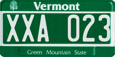 VT license plate XXA023