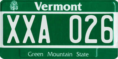 VT license plate XXA026