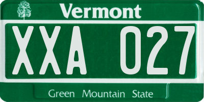 VT license plate XXA027