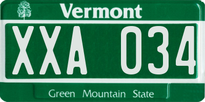 VT license plate XXA034