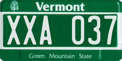 VT license plate XXA037