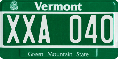 VT license plate XXA040