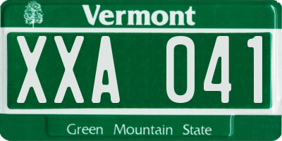 VT license plate XXA041