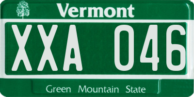 VT license plate XXA046