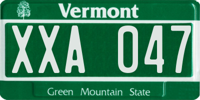 VT license plate XXA047