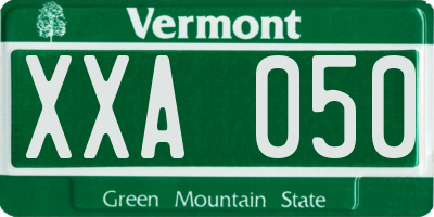 VT license plate XXA050