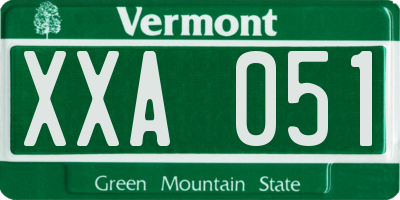 VT license plate XXA051