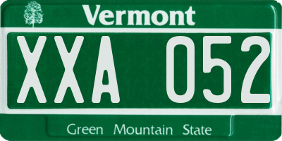 VT license plate XXA052