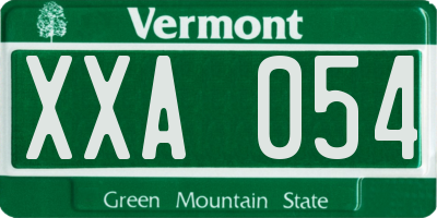 VT license plate XXA054