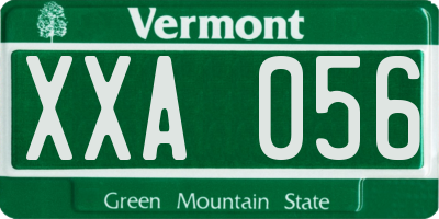 VT license plate XXA056