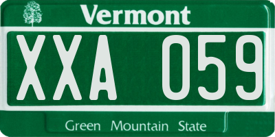 VT license plate XXA059