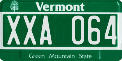 VT license plate XXA064