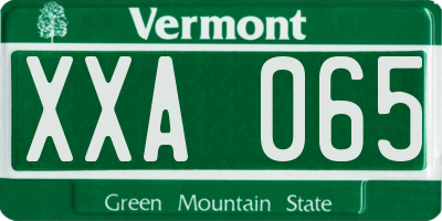 VT license plate XXA065