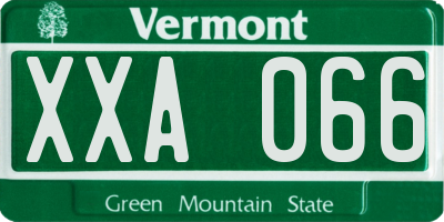 VT license plate XXA066
