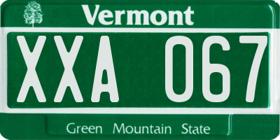 VT license plate XXA067