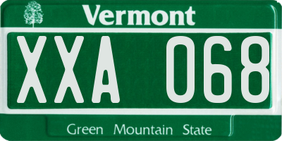 VT license plate XXA068