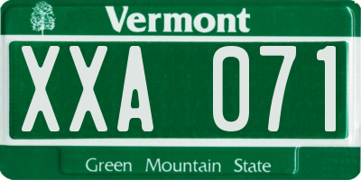 VT license plate XXA071