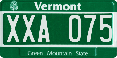 VT license plate XXA075