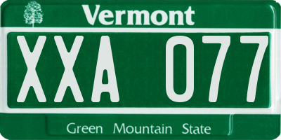 VT license plate XXA077