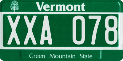 VT license plate XXA078