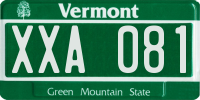 VT license plate XXA081