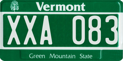 VT license plate XXA083