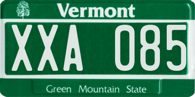 VT license plate XXA085
