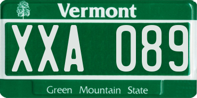 VT license plate XXA089