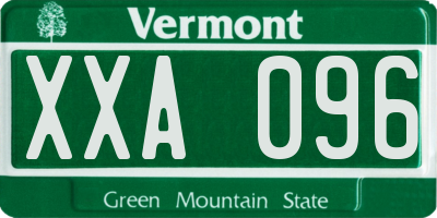 VT license plate XXA096