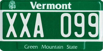 VT license plate XXA099