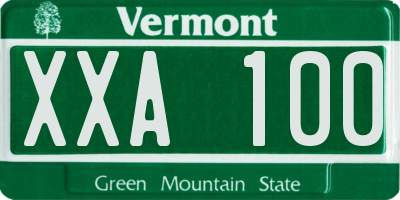 VT license plate XXA100