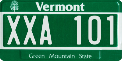 VT license plate XXA101