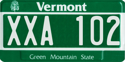 VT license plate XXA102
