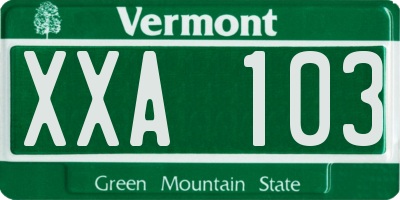 VT license plate XXA103