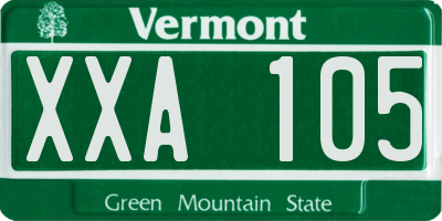 VT license plate XXA105