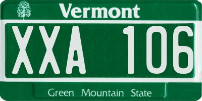 VT license plate XXA106