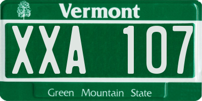 VT license plate XXA107