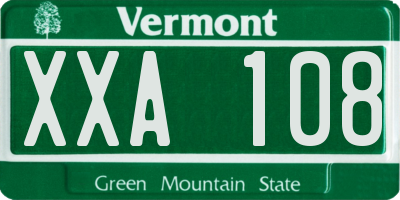 VT license plate XXA108