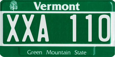 VT license plate XXA110